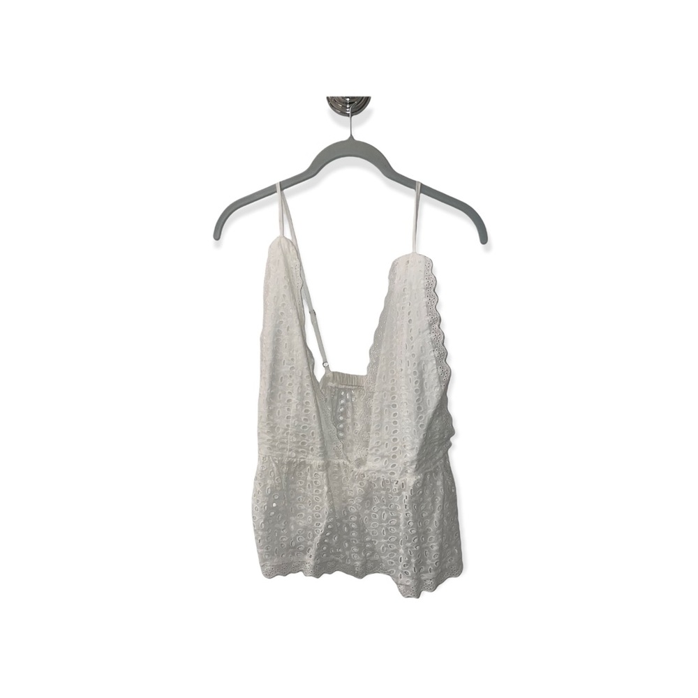 Deep V white lace shirt
